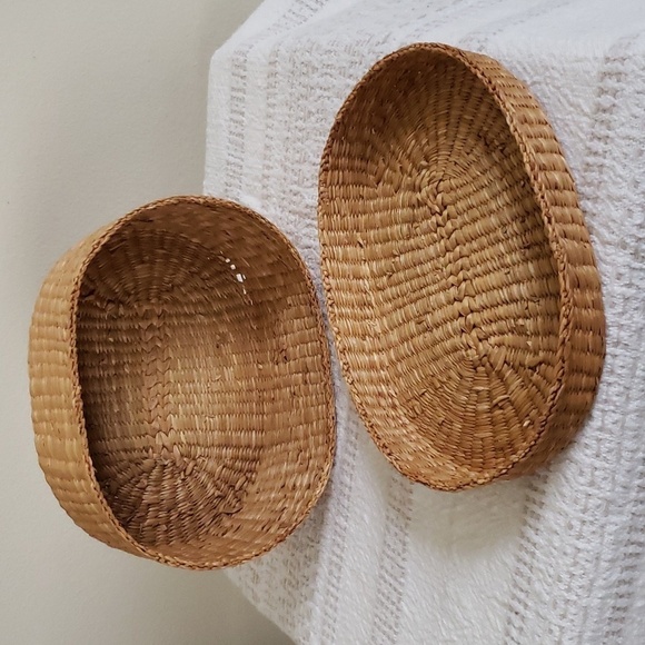 Vintage Lidded Oval Sweetgrass Trinket Basket Box, nesting basket - Picture 5 of 5